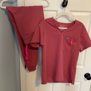 Figs “Peace Out” Breast Cancer Edition Scrub Set